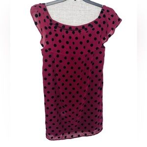 J Crew  - Womens Size 10  Plum/Black Polka Dot Off-Shoulder Dress